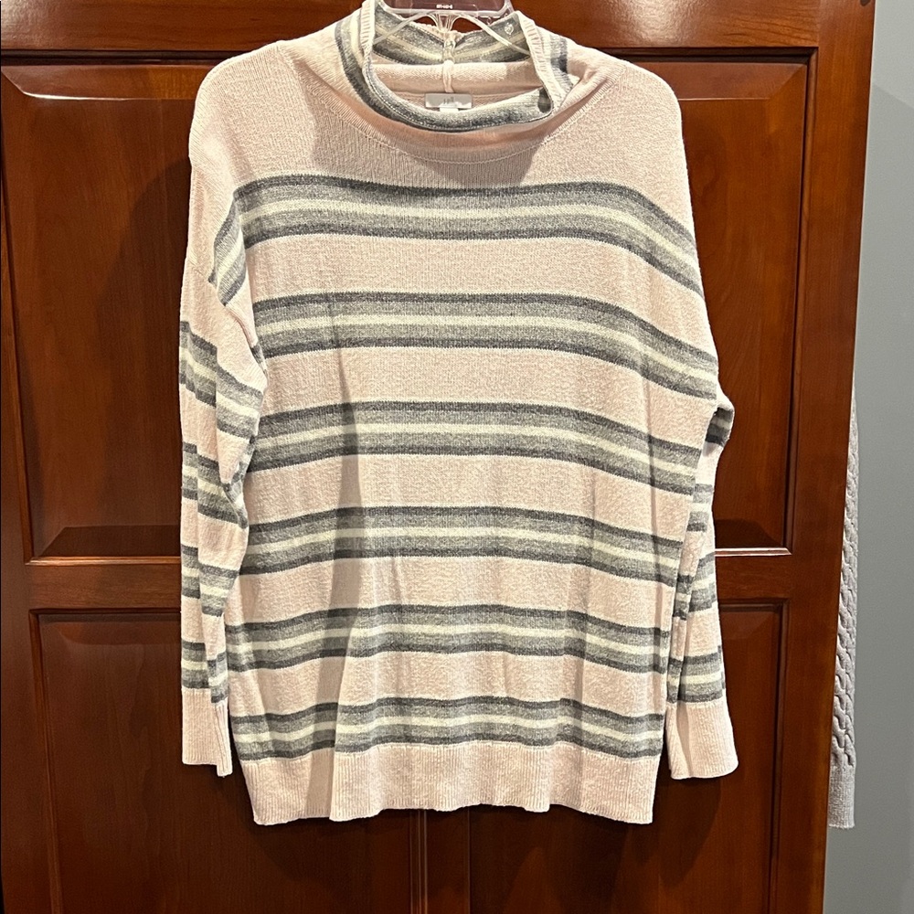 J. Jill Blush and Charcoal Striped Turtleneck Sweater